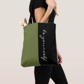 Tote Bag Couleurs simples OLIVE GREEN & votre texte (De près)