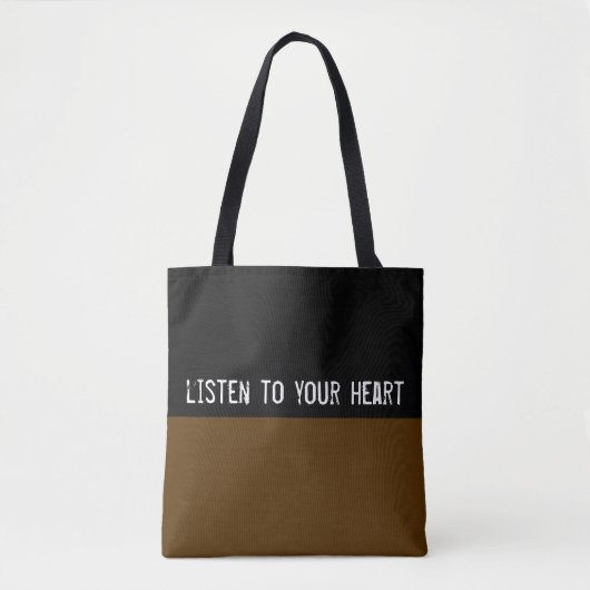 Tote Bag Couleurs simples SOMBRE BROWN & votre texte (Devant)