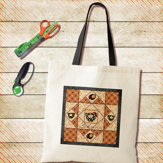Tote Bag Country Chicks Faux Quilt Block Fourre-tout