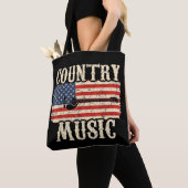 Tote Bag Country Music Guitar American Flag (De près)