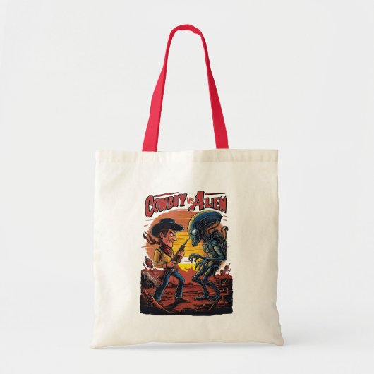 Tote Bag Coup de feu à Sundown - Cowboy vs Alien (Devant)