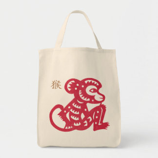 Tote Bag Coupe chinoise de papier de singe de zodiaque