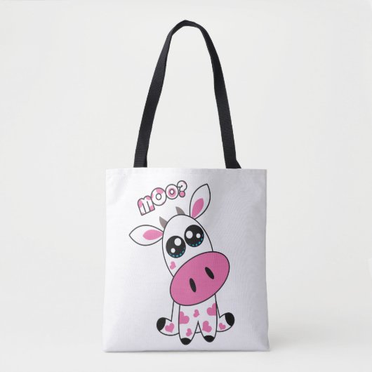Tote Bag Coupe de fraise Vache blanche (Devant)