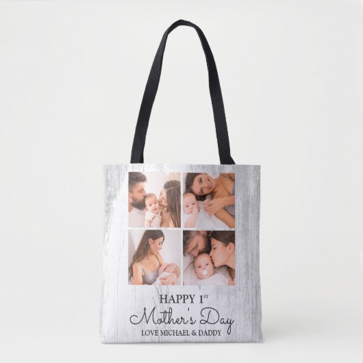 Tote Bag Coupe photo moderne Happy First Mothers Day (Devant)