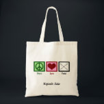 Tote Bag Couper Baton Twirler Majorette personnalisée<br><div class="desc">Joli cadeau pour un tournevis à bâton. Les Majorettes adoreront ce joli panneau de paix,  son coeur et son design de matraque. Peace Love Twirl avec votre monogramme.</div>