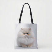 TOTE BAG COUPER CHAT PERSAN BLANC GRAS FLUFFY (Devant)