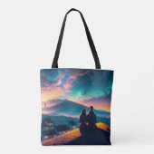 Tote Bag Couple Assis Sur Le Toit (Dos)