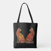 Tote Bag Couple de chat rouge et or (Dos)