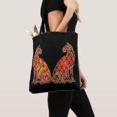 Tote Bag Couple de chat rouge et or (De près)