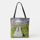 Tote Bag Couple fantôme et fleurs Art lunaire (Dos)