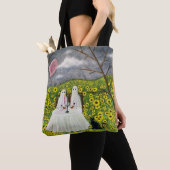 Tote Bag Couple fantôme et fleurs Art lunaire (De près)
