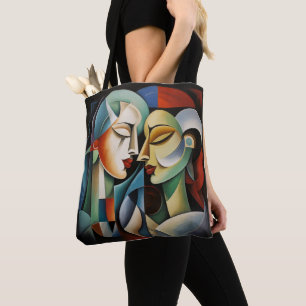 Tote Bag Couple Féminin Cubisme
