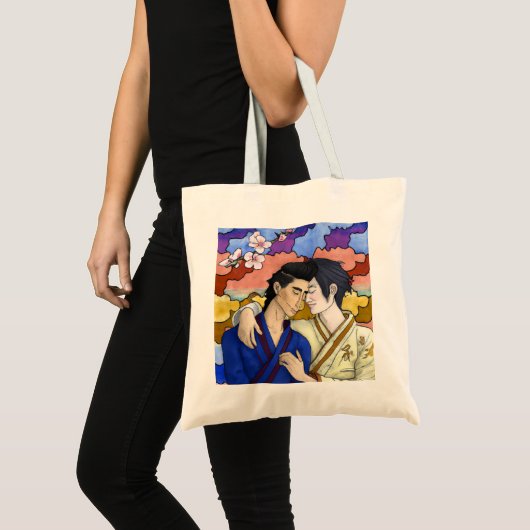 Tote Bag Couple Gay Dans Le Style De L'Art Japonais Ukiyo-e (Devant (produit))