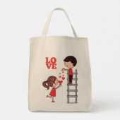 Tote Bag Couple Love Red Hearts (Dos)