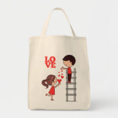 Tote Bag Couple Love Red Hearts (Devant)