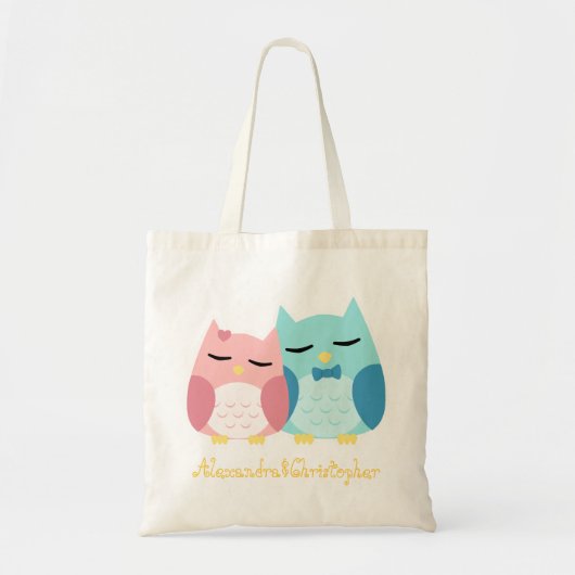 Tote Bag Couples mignons de hibou (Devant)