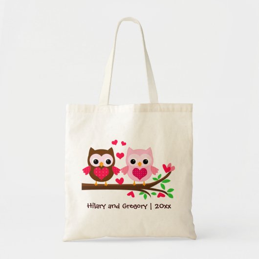 Tote Bag Couples mignons de hibou personnalisés pour (Devant)