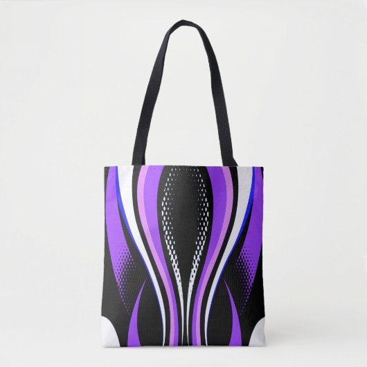 Tote Bag Courbe Abstraite violette blanche et noire (Devant)