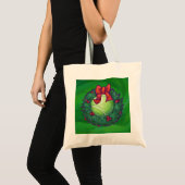 Tote Bag Courbe de Noël de Tennis Ball sur Green (Devant (produit))