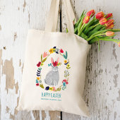 Tote Bag Courbe florale lapin de Pâques