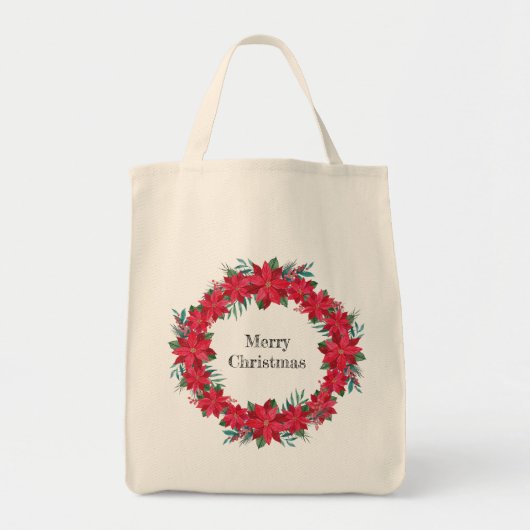 Tote Bag Courbe rouge Poinsettia (Devant)