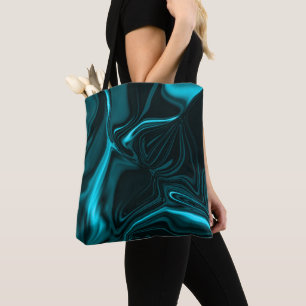 Tote Bag Courbes en bleu turquoise, ciel profond ou cyan