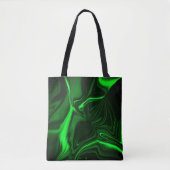 Tote Bag Courbes vertes, plis nickelé, arrière - plan foncé (Devant)
