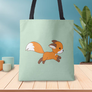 Tote Bag Coureur de renard mignon sur vert