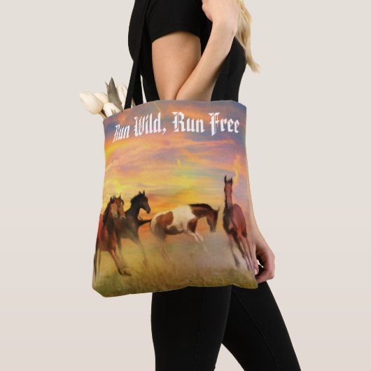 Tote Bag Courez Sauvage, Courrez Sauvage Chevaux Sauvages P (De près)