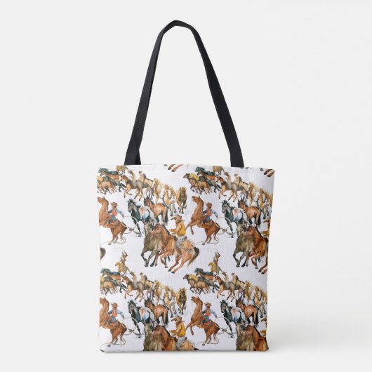 Tote Bag Courir des chevaux sans couture motif. Cowboy amér (Dos)