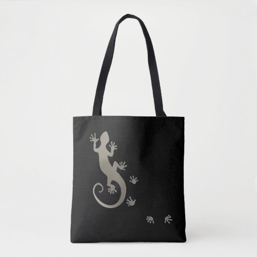 Tote Bag Courir Gecko argent + votre backgr. & idées (Devant)