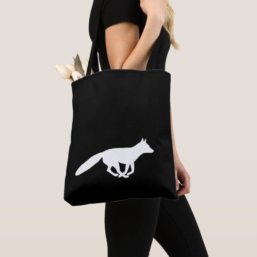 Tote Bag Courir White Fox Silhouette Faune Animaux Sauvage (De près)