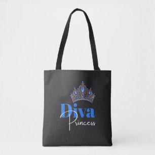 Tote Bag Couronne bleue avec diamants femmes