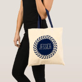 Tote Bag Couronne Bleue Et Blanche Avec Monogramme Personna (Devant (produit))