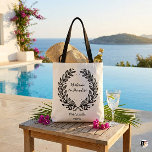 Tote Bag Couronne botanique élégante Bienvenue au Paradis C