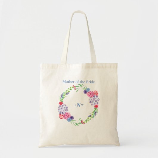 Tote Bag Couronne de bouquet floral Monogramme - (Devant)