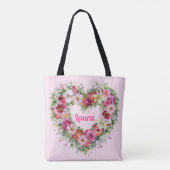 Tote Bag Couronne de coeur florale personnalisée (Dos)