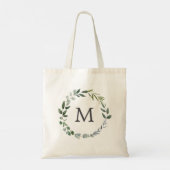 Tote Bag Couronne de feuilles de sauge vertes monogrammées (Dos)
