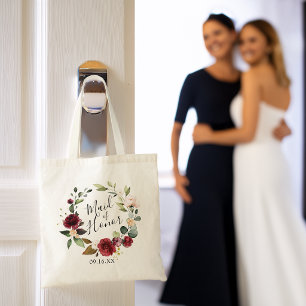Tote Bag Couronne de fleurs aquarelle Bourgogne Demoiselle 