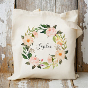 Tote Bag Couronne de fleurs personnalisée Demoiselle d'honn