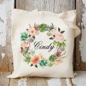 Tote Bag Couronne de fleurs personnalisée Demoiselle d'honn