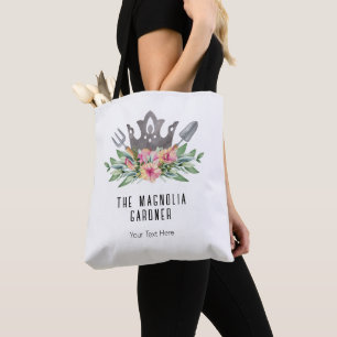 Tote Bag Couronne de jardinage Boho Chic Aquarelle Outils F