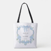 Tote Bag Couronne de mariage à l'aquarelle Hydrangea Bleu (Dos)
