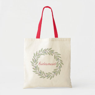 Tote Bag Couronne de mariée élégante verte baie bordeaux de