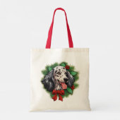 Tote Bag Couronne de Noël anglaise Setter (Dos)