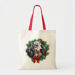 Tote Bag Couronne de Noël anglaise Setter