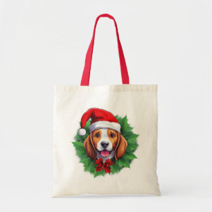 Tote Bag Couronne de Noël beagle