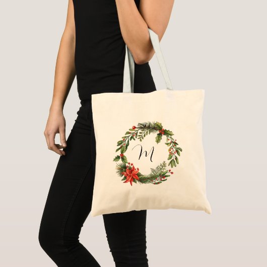 Tote Bag Couronne de Noël monogramme (Devant (produit))