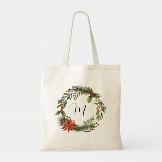 Tote Bag Couronne de Noël monogramme (Dos)