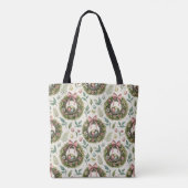Tote Bag Couronne de Pâques en buis avec ruban rose et œuf (Dos)